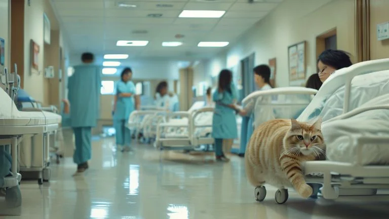 Como a presença de um gato transformou a rotina do hospital